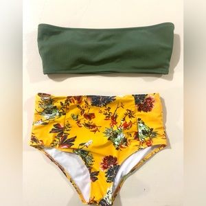 Brand: ZAFUL Size: Top- Small Bottoms- US 6 Color: Army Green- Yellow Floral